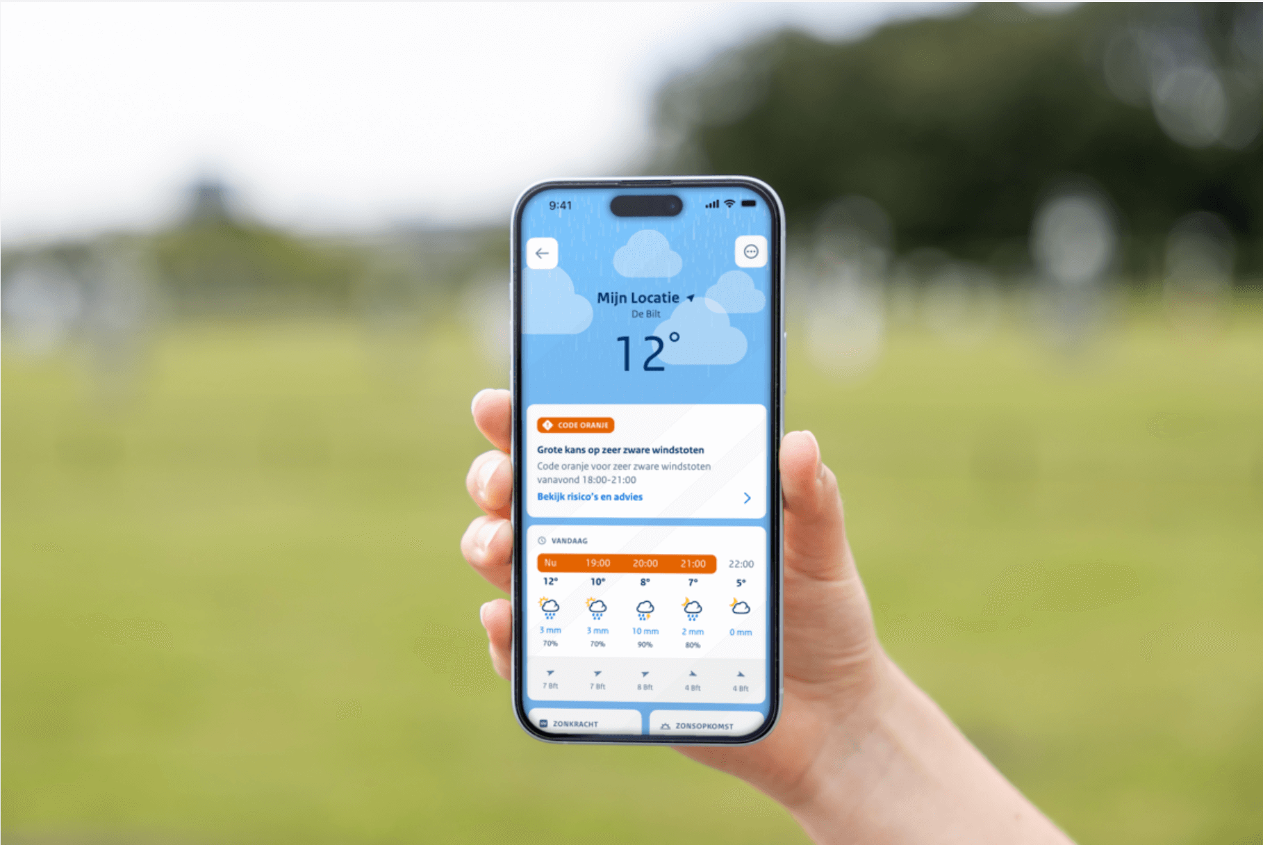De nieuwe KNMI-app op de telefoon